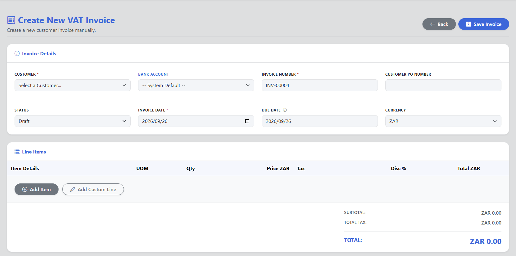 System Interface Screenshot